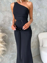 One-Shoulder Cutout Bodycon Maxi Dress